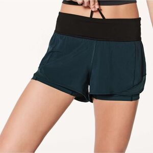 lululemon athletica Black and Teal Athletic Shorts